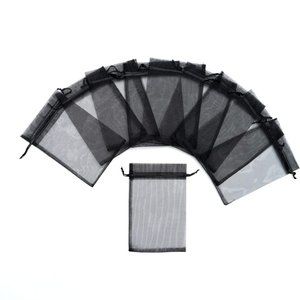 50 Black Drawstring Sheer Organza Bags 4" x 6"